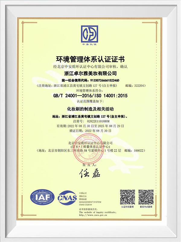  ISO14001 Certificat de système de gestion de l'environnement