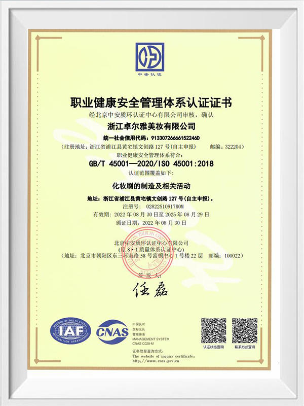  ISO45001 Certificat de gestion de la santé et de la sécurité au travail